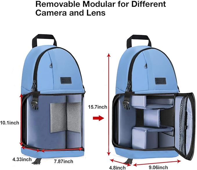 MOSISO Camera Sling Bag, DSLR/SLR/Mirrorless Camera Case Shockproof Photography Camera Backpack with Tripod Holder & Removable Modular Inserts Compatible with Canon/Nikon/Sony/Fuji, Cerulean Blue