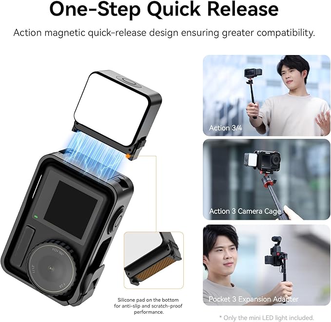 ULANZI LM18 Mini LED Action Camera Vlogging Light Video Light Waterproof Photography Magnetic Fill Lighting for DJI Osmo Action 3/4/5 Camera Cage Accessories and Osmo Pocket 3/4Accessories