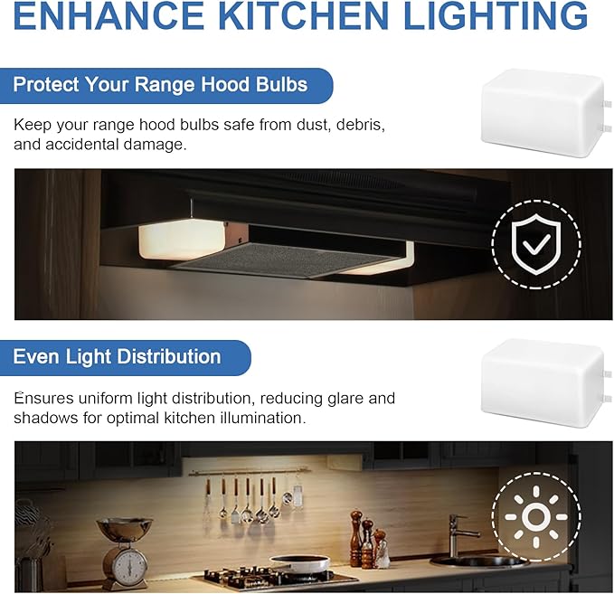 SR401650 Range Hood Light Lens Cover Replacement for Broan Nutone Model NS6530, NS6530WW, QL1, QL100 and QL130WW, Kitchen Range Hood Parts and Accessories, Pack of 2