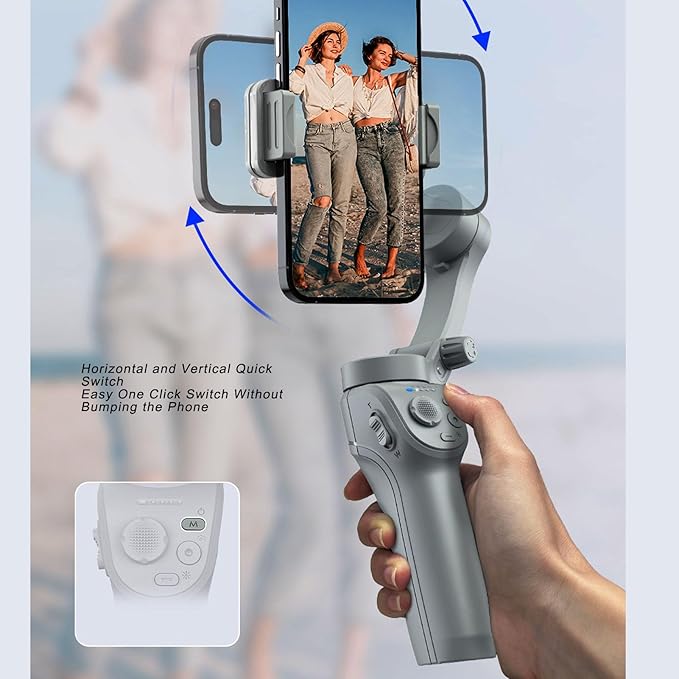 Yunseity Gimbal Stabilizer for Phone, M01 Foldable Phone Gimbal Built in Tripod & Fill Light, Bluetooth Selfie Stick, 3 Axis Handheld Stabilizer for iOS for Android Phones