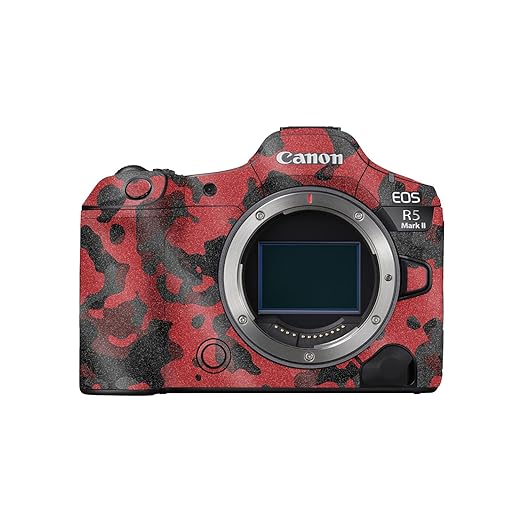 Glossy Glitter Camera Skin Compatible with Canon EOS R5 Mark II (2023) - Red Modern Camo - Premium 3M Vinyl Protective Wrap Decal Cover - Easy to Apply | Crafted in The USA by MightySkins