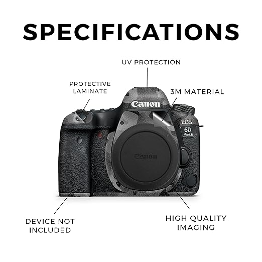 Glossy Glitter Camera Skin Compatible with Canon EOS 6D Mark II Camera (2017) - Black Camo - Premium 3M Vinyl Protective Wrap Decal Cover - Easy to Apply | Crafted in The USA by MightySkins