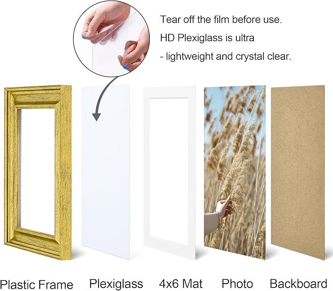 Vittanly 5x7 Picture Frames Set of 2, Ornate Vintage Photo Frame for Wall or Tabletop, Display 4x6 Pictures with Mat or 5x7 without Mat, Rustic Gold