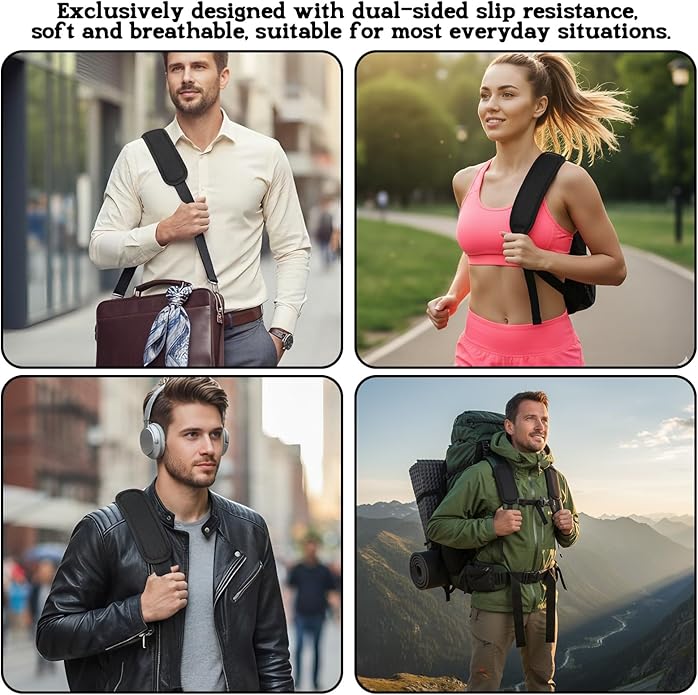 Xindojuz Extra Thick Shoulder Strap Pad, Black Shoulder Pad for Bag Strap, Soft Removable Backpack Pads Padded Shoulders Straps Fastener Cushions for Women Men Guitar Duffle Bag Straps Replacement