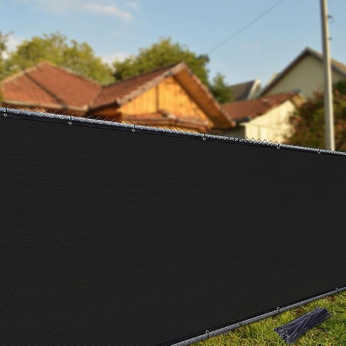 iCover 4x12ft Fence Privacy Screen, Heavy Duty Fencing Panels Screens, Outdoor Shade Cloth Mesh Barrier, Reinforced Bindings and Brass Grommets, Cable Zip Ties Included, Black