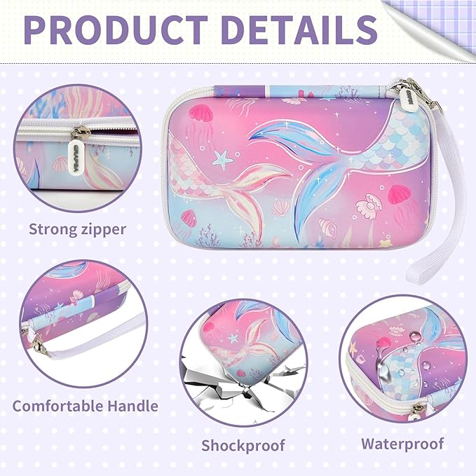 Case Compatible with DYLANTO for ESOXOFFORE for ETIKEZ for YTETCN for DUDUDRAGON Instant Print Camera, Kids Camera Storage for Accessories (Box Only) (Case and 3 Paper Rolls, Purple-fish)