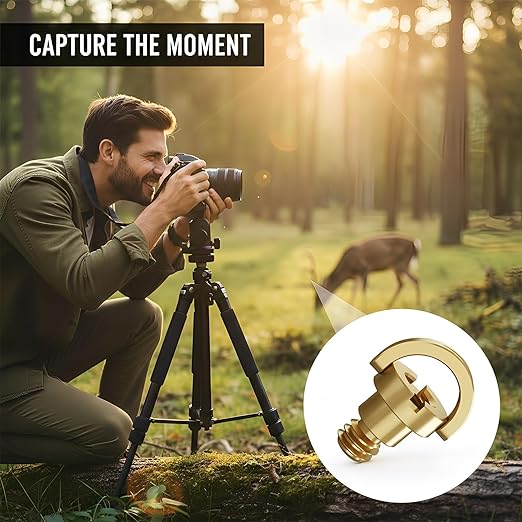 D-Type Screw 1/4" Brass Screw with D-Ring, 2 Pack Camera Tripod Screws for Mounting Case, Quick Release Plate and Cameras Accessories