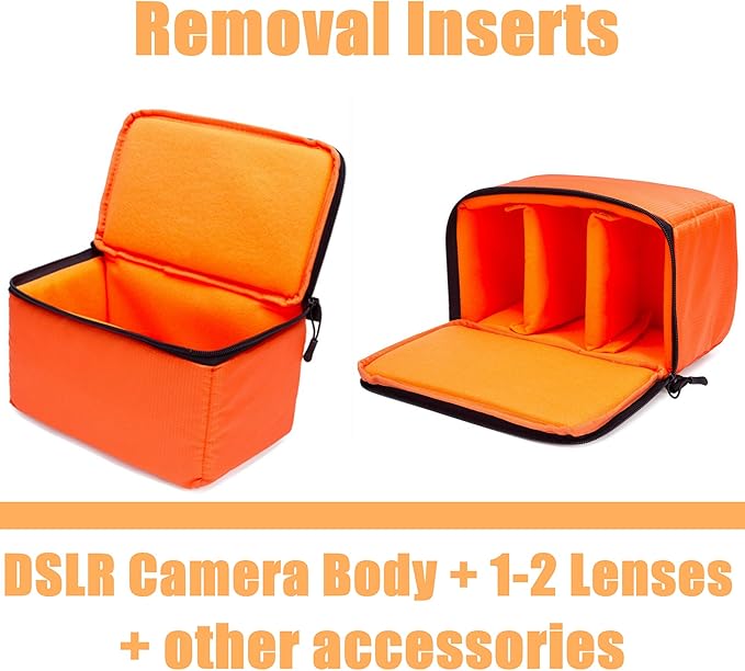 G-raphy Camera Bag Digital Camera Case, Waterproof & Protective Small Camera Insert with Handle Shockproof for Mirrorless Cameras, Lenses and other accessories (Orange)