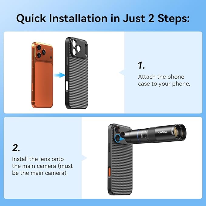 APEXEL 17mm Thread Lens Phone Case Compatible for iPhone 17 Pro Max, Compatible with All Telephoto & Macro Lenses, Durable Protective Cover Black