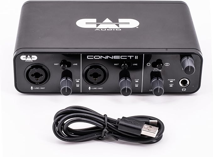 CAD Audio CX2 2x2 USB Audio Interface – 24-Bit/96kHz, Dual XLR Combo Inputs, Phantom Power