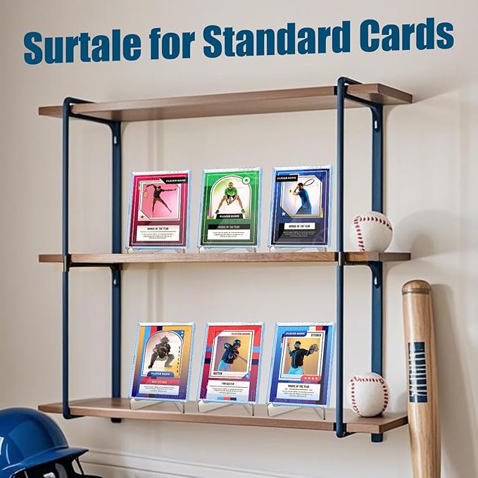 30 Pack Arcylic Card Sleeves Card Protector Cases Fit for Trading Cards Standard Sports Baseball Card Holder Collectibles + 5 Pack Card Display Stand