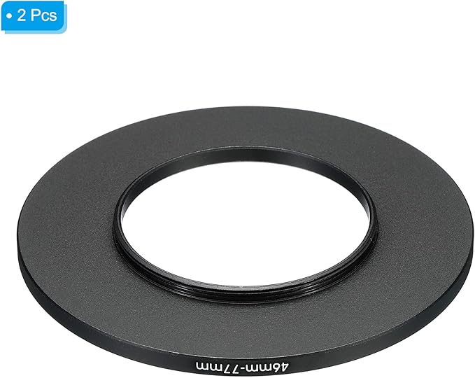 PATIKIL 46mm-77mm Metal Step Up Ring, 2 Pack Camera Lens Filter Adapter Ring Aluminum Filter Adapter Ring for Camera Lenses Hood, Black