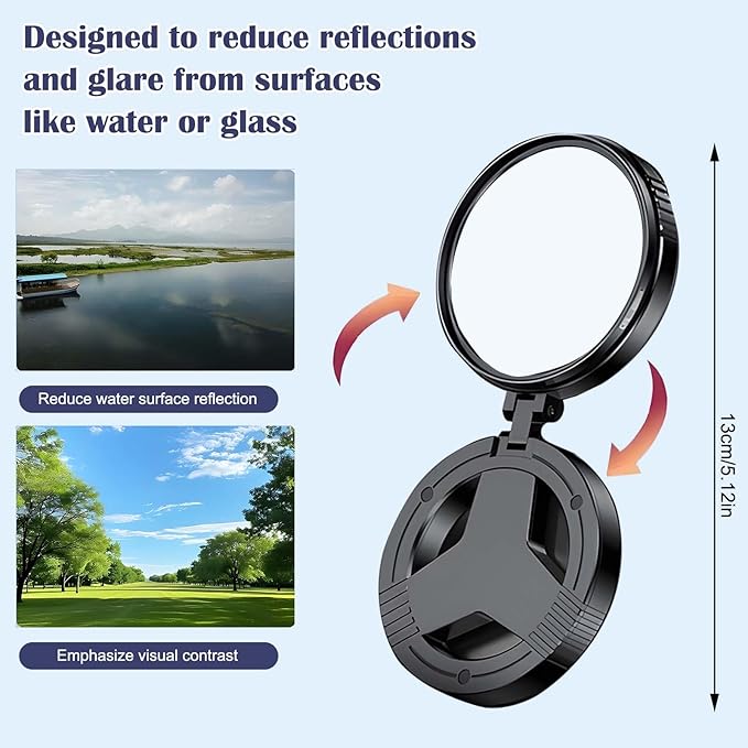 52mm CPL Phone Camera Filter - Magnetic, Foldable, Retractable, Universal Smartphones for iPhone, for Samsung, for Android- Portable Photography Accessory