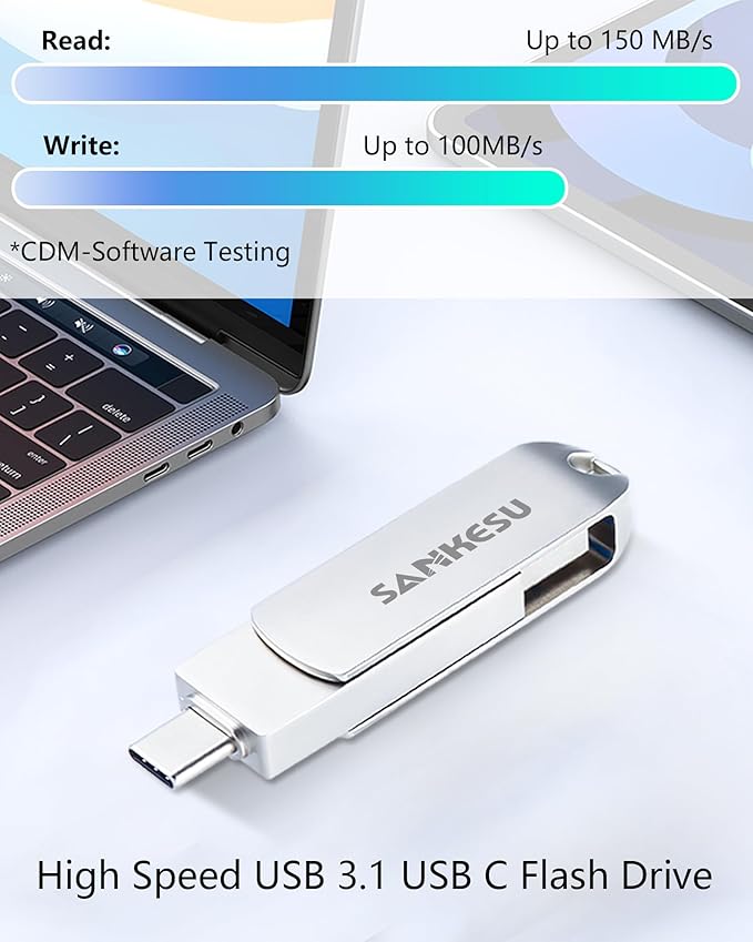 512GB USB C Flash Drive 3.1,Read Speed Up to 150MB/s, USB A and Type C OTG USB Thumb Drive, Dual Memory Sticks Compatible with Android Phones/PC/Laptop/Macs(Silver)
