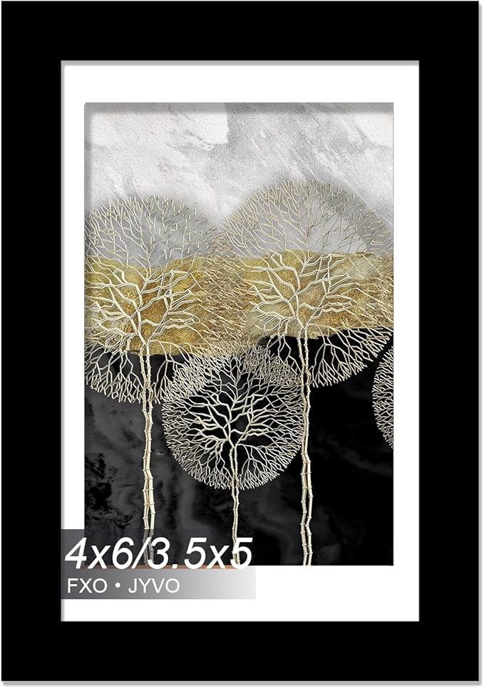 4x6 Picture Frame, Display Photo 3.5x5 with Mat or 4 x 6 Without Mat, Light Weight and High Transparent 4 by 6 Frame for Wall - 1 Pack/Black/4"x6"