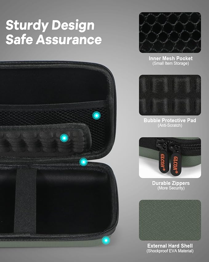 Large Classic Army-Green Case - Hard Shell Electronic Organizer Travel Carrying Case - Shockproof Electronic Accessories Storage Pouch Bag for Game Drive, Hard Disk, Power Bank, Charger