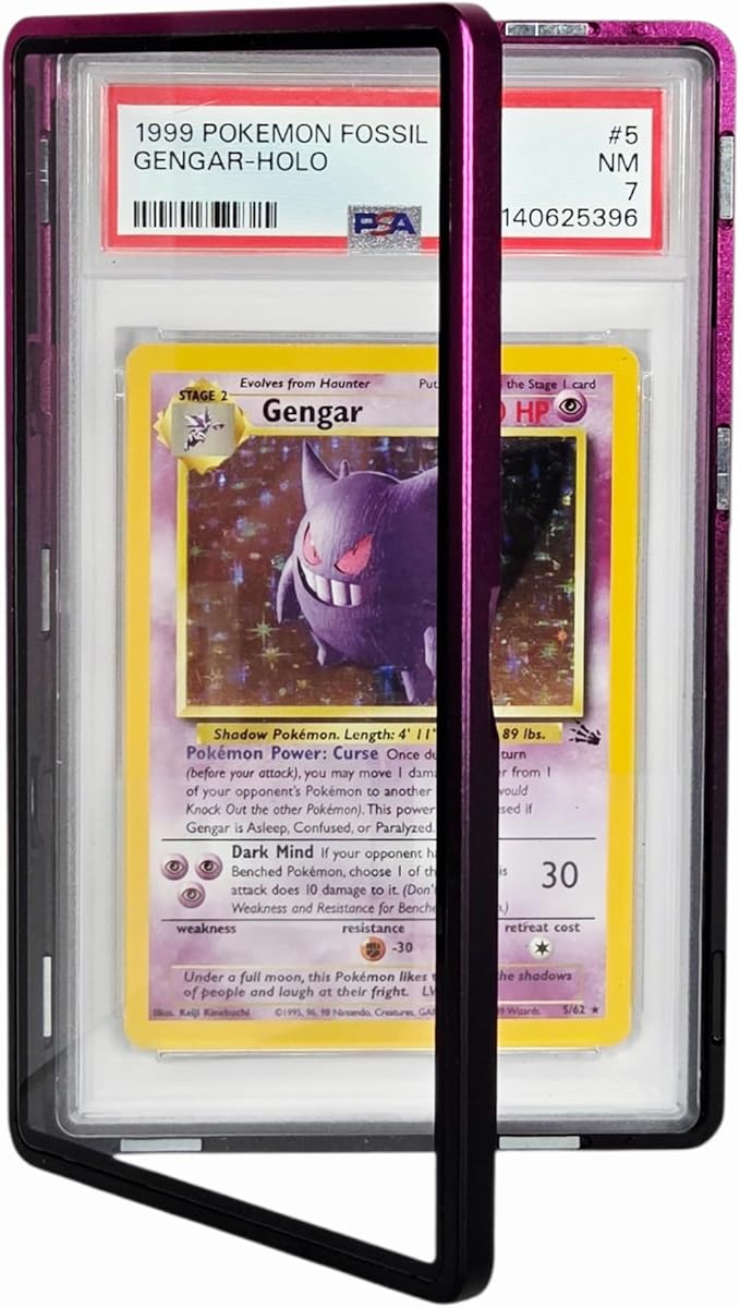 Metal PSA Slab Bumper Case UV Resistant- Safeguard Stackable Magnetic Aluminum Metal Case For Graded Cards (Purple/Black)