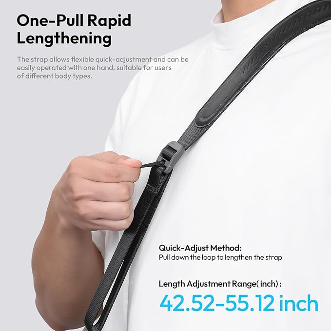 ULANZI CSS1 U-Snap Camera Strap, 55in Quick Release Camera Shoulder Straps for Photographers with Safety Tether, 60kg Load Capacity, Soft Sling for DSLR Mirrorless Sony Canon Nikon Binoculars (Black)