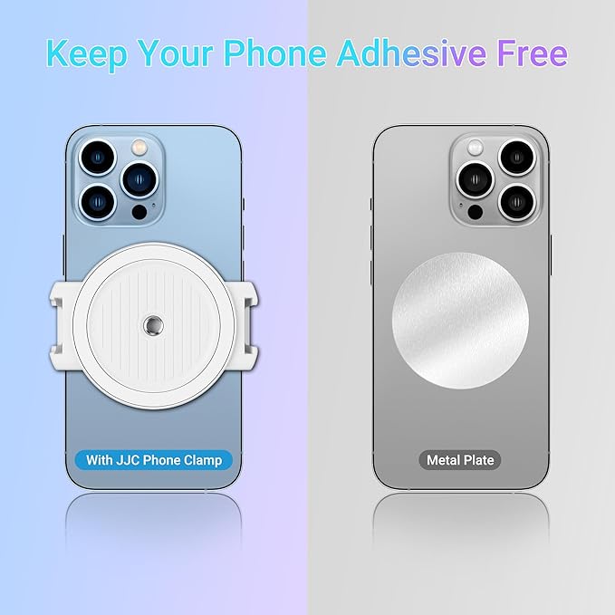 JJC Phone Clamp Holder for Magnetic Car Mount Tripod Stand with MagSafe Function, Gym Magnetic Phone Clip for Metal Surface with 2 Cold Shoes & 1/4" Screw for iPhone Samsung Galaxy Google Pixel-White