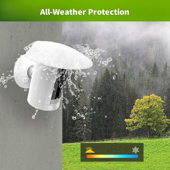 Sun Rain Shade Camera Cover for Ring Stick Up Cam, Camera Shield for Resistant UV, Protective Weather Shield for Outdoor Use (White)