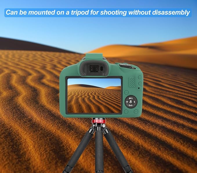 Pocoukate Case for Canon EOS R100 Camera, Soft Silicone Protective Cover Skin with EOS R100 Screen Protector Accessories for EOS R100 Mirrorless Camera Silicone Case - Deep-Green