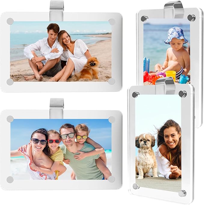 4 Pack Car Sun Visor Photo Holder, Acrylic Magnetic Personalized Photo Holder car Picture Frame, Photo Car Visor Clip, Personalized Car Accessories That Can Be Used to Add Personal Photos (size A)