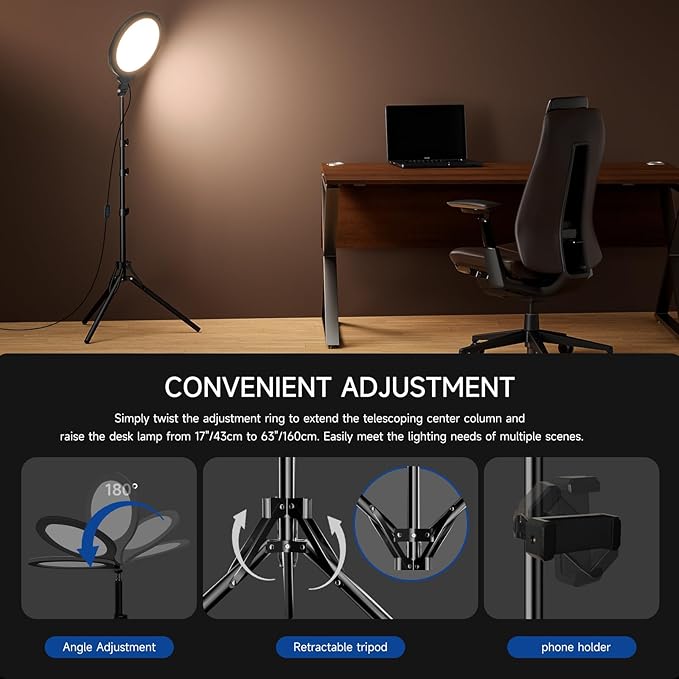 Ring Light Tripod for iPhone, 10" Selfie Ring Light with Tripod Stand and Phone Holder, Professional LED Circle Lighting for Video Recording, Conferencing, Makeup, Streaming, Tiktok, YouTube, Black