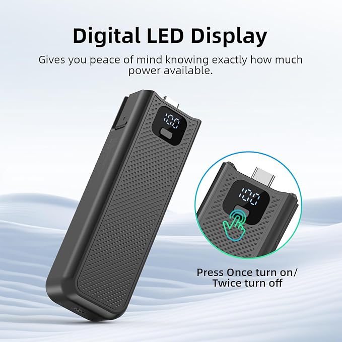 YONHUIZI Battery Handle with Digital Display Compatible with DJI Osmo Pocket 3 Creator Combo, Battery Grip for Xtra Muse 5000mAh 22.5W Fast Charging Power Supply Accessories, Reserved 1/4" Thread