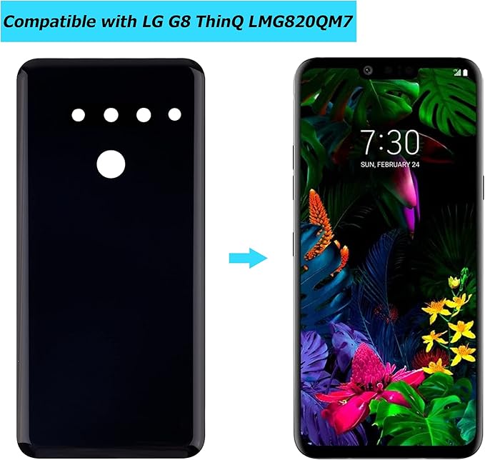 New Replacement Battery Door Cover Back Cover Kompatibel for LG G8 ThinQ LMG820QM7 LM-G820UMB LMG820UM2 Black Akkudeckel…