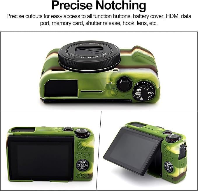 Easy Hood G7X Mark II Case G7X Camera Silicone Case, Soft Silicone Protective Cover for Canon Powershot G7X Mark II DSLR Camera (Camo)
