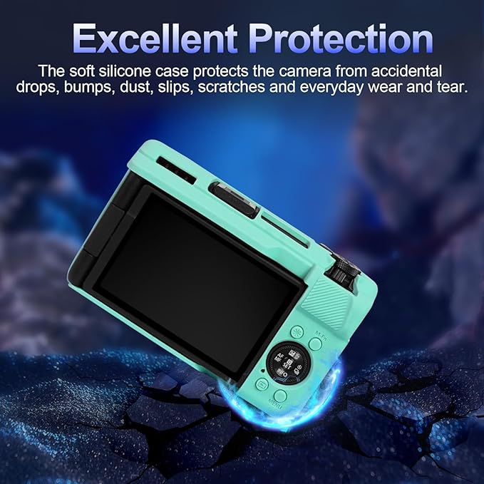 EASY HOOD V1 Case, Silicone Camera Cover with Removable Lens Cover, Soft Protector Lightweight Carrying Body Skin for Canon PowerShot V1 Digital Camera - Tiffany Blue