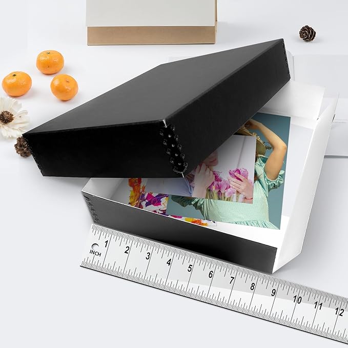 Lineco, 8x10 Museum Archival Storage Box, Drop Front Design with Metal Edge, Acid-Free, Preserveor for Photos, Documents, Crafts, DIY, Black