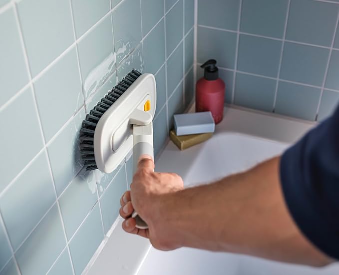 Joseph Joseph CleanTech Household Cleaning 2-Piece Set for Bathroom & Kitchen, Includes: 2-in-1 Tile Scrubber with Grout Brush and 3-in-1 Detail Brush with Nylon Scraper Tip