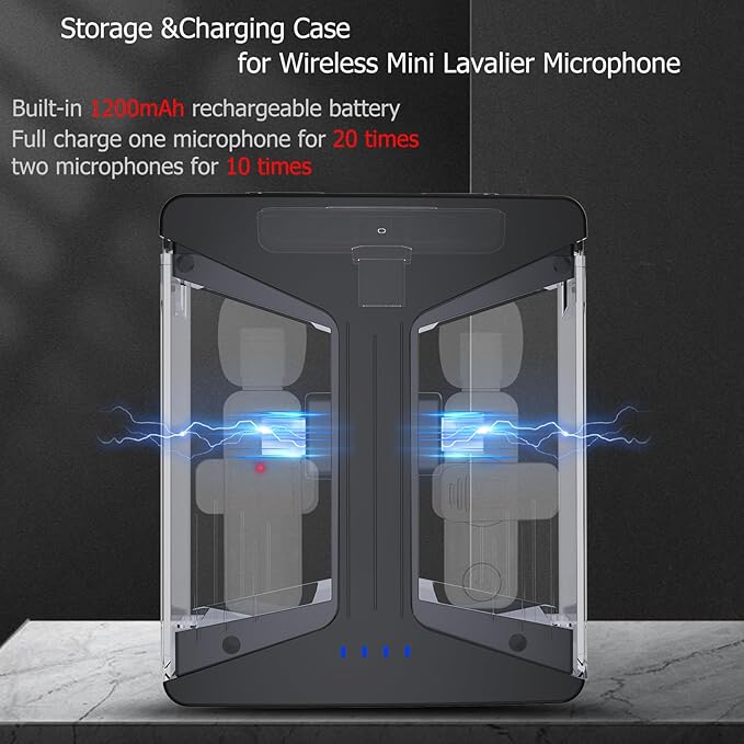 Storage and Charging Case Compatible with MAYBESTA, Leettus,Mini Mic pro,Caiord,JUDKIOM,SmaFun,HEHOTTC,Kdewere,Gicorino Wireless Mini Lavalier Lapel Microphone (Midnight)