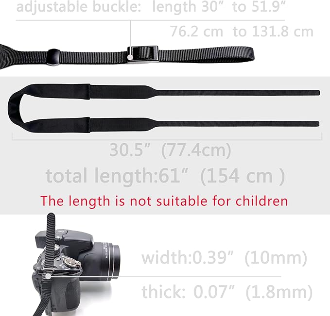Washable Soft Neoprene Camera Neck Strap (Black)