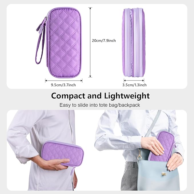 COOTHINE USB Flash Drive Holder Case, Portable Storage Bag Organizer for Samsung/Sandisk Memory Stick/Thumb Drive/Jump Drive/SD Card, with 18 Slots (Lavender)