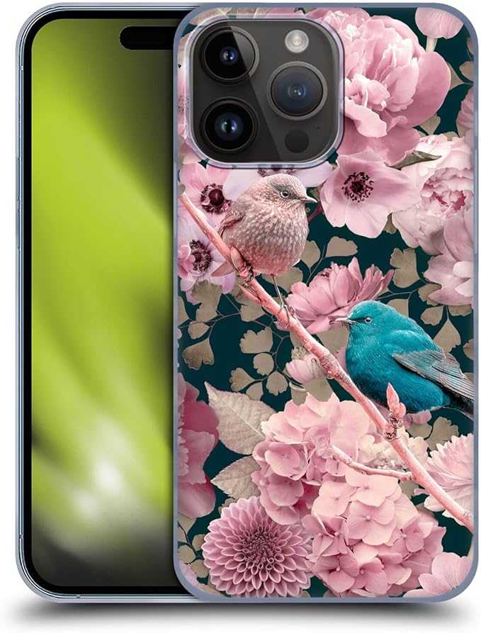 Head Case Designs Officially Licensed LebensArt Sparrows in Pink Birds and Floral Hard Back Case Compatible with Apple iPhone 15 Pro Max