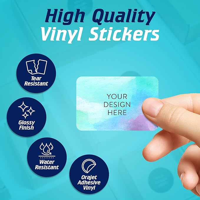 100 Custom Vinyl Stickers - Upload Your own Image, Text, Design, Logo - Personalized Logo Labels for Handmade, Packaging, Bottle, Jars, Candle, Brand Stickers (Sky Blue, 6x4)