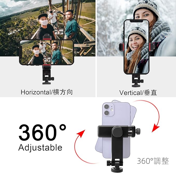 Camera Hot Shoe Cell Phone Holder with Cold Shoe Cell Phone Tripod Adapter for Microphone LED Light iPhone DSLR Mirrorless Camera Photography
