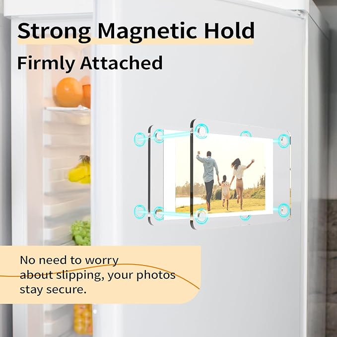 Yncotte 14 Pack Acrylic Magnetic Picture Frames, 2.3 * 3.5 Inch Acrylic Photo Magnets for Refrigerator, Double Sided Mini Picture Frame Magnets Clear for Fujifilm Instax Mini Instant Film