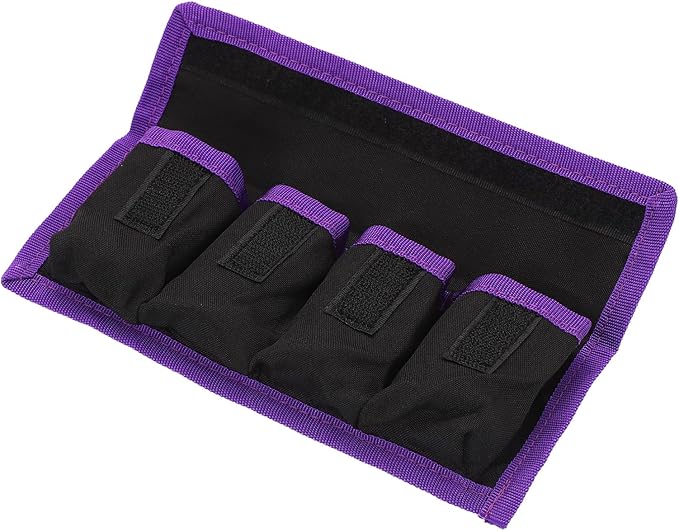 PATIKIL Camera Battery Pouch Case, 4 Pocket Nylon DSLR Battery Case Holder Storage Bag for AAA Battery and LP-E6 LP-E8 NP-FW50 EN-EL14 EN-EL15 Battery (Purple)