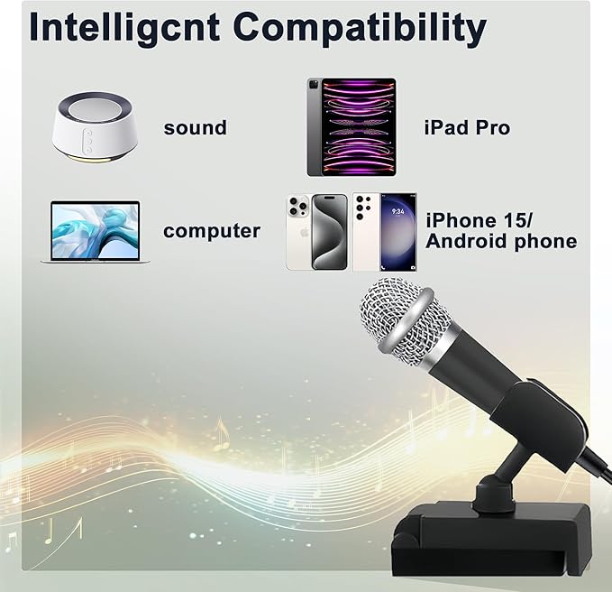 USB C Mini Microphone Karaoke, Portable ASMR Microphone for Android Phone/iPhone 15/Laptop/Mac, Wired Mic for Voice Recording, Singing, Interviews, Vlogs, YouTube, TIK Tok (Black)