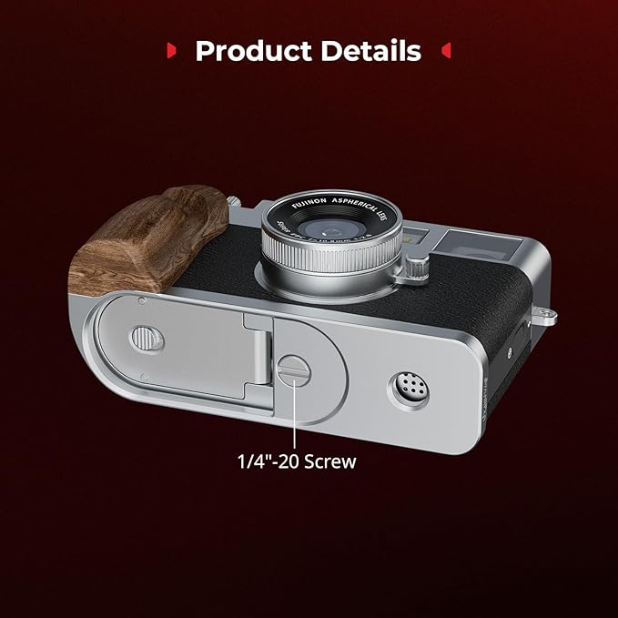 SMALLRIG X Half Wooden L-Shaped Mount Plate for FUJIFILM, L Plate with Ergonomic Wood Side Handle, Includes Hot Shoe Cover (Silver) - 5223