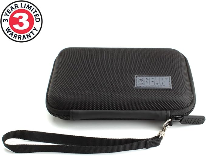 USA Gear Instant Printer Case Compatible with HP Sprocket 2x3, Instax Mini Link 2, Kodak Printomatic, Photo Paper, Cable & more - Hard Shell Portable Printer Carrying Case with Wrist Strap (Black)
