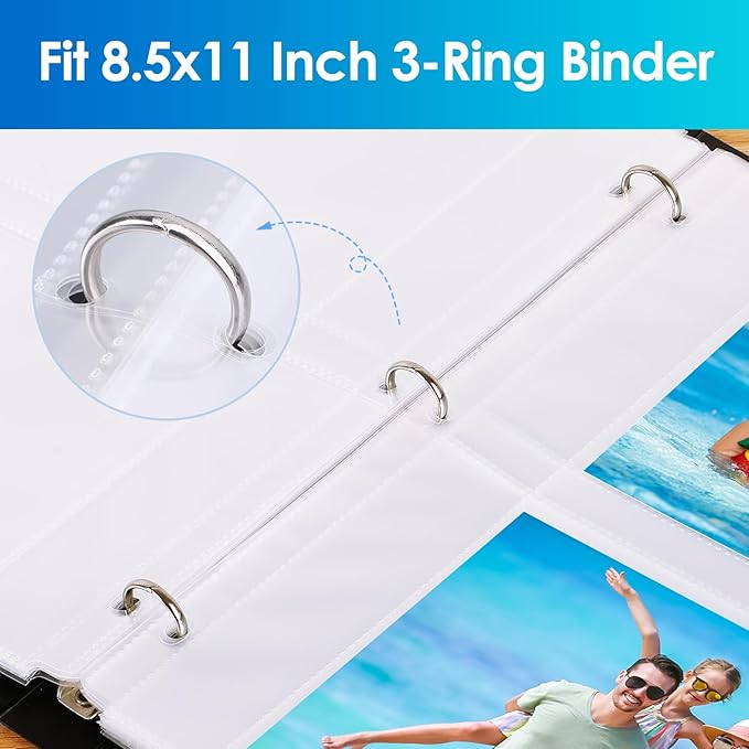 MaxGear60 Pack 5x7 Photo Sleeves for 3 Ring Binder (240 Pictures), Heavy-Duty Archival Page Protectors, 2-Pocket Clear Photo Album Refill Pages, Plastic Seed Binder Pages 8.5x11, Acid-Free