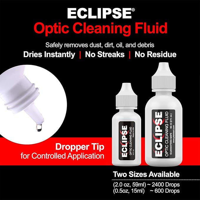 Eclipse Optic Cleaner for Sensors and Lenses - Digital Sensor Cleaner Solution - Camera Cleaning Fluid for Lenses, Sensors, Cameras, Binoculars, and Other Optical Products - Dropper Tip (15ml) - 0.5oz