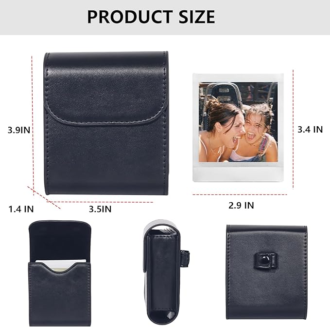 WOGOZAN Square Photo Album for Fujifilm Instax Square SQ1 SQ40 SQ20 SQ10 SQ6 SP-3 Instant Camera 2.9x3.4 Inch Films, SQ Photo Pouch Bag with Soft PU Leather Material and Magnetic Snap Design (Black)