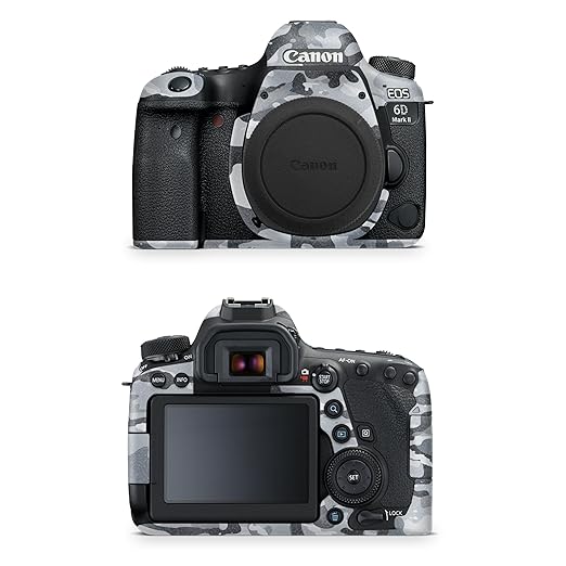 Glossy Glitter Camera Skin Compatible with Canon EOS 6D Mark II Camera (2017) - Gray Camouflage - Premium 3M Vinyl Protective Wrap Decal Cover - Easy to Apply | Crafted in The USA by MightySkins