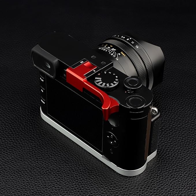 Haoge THB-QR Metal Hot Shoe Thumb Up Rest Thumbs Up Hand Grip for Leica Q2 Camera Red