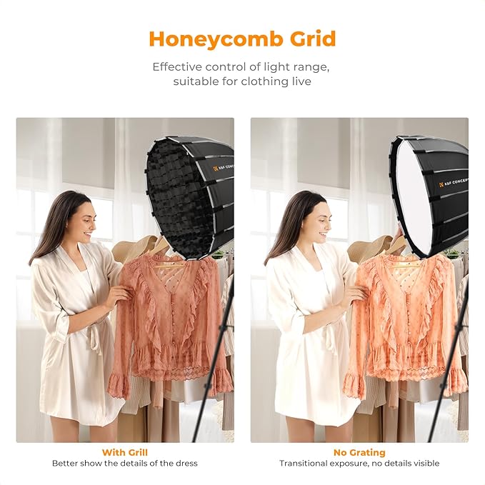 K&F CONCEPT 35“/90cm Softbox Parabolic Hexadecagon Compatible with Bowens Mount, with Honeycomb Grid, Light Diffusers, Carrying Bag, for Photography Studio Speedlite Flash and Monolight